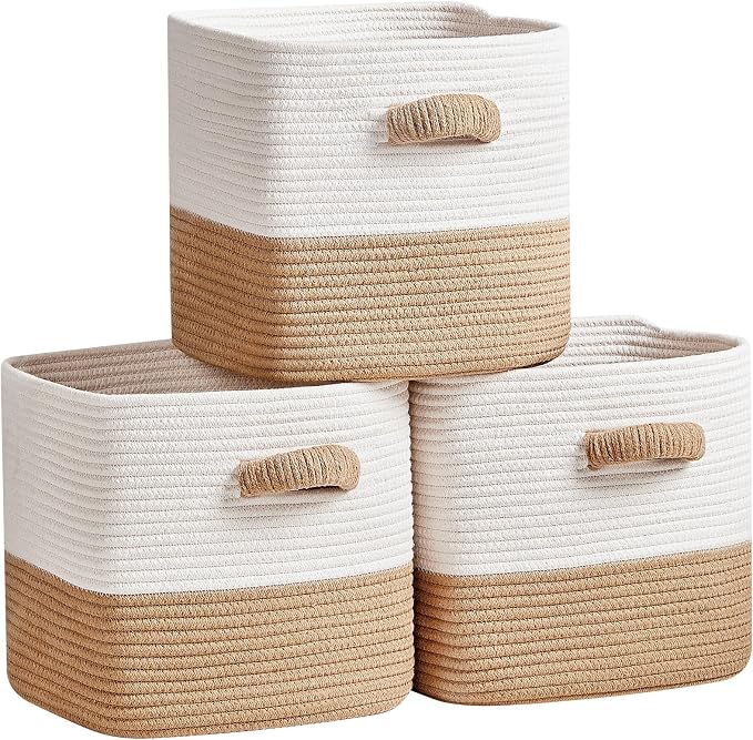 R RUNKA Storage Cube Baskets for Organizing -3 Pack -11 inch Square Baskets for by RRUNKA