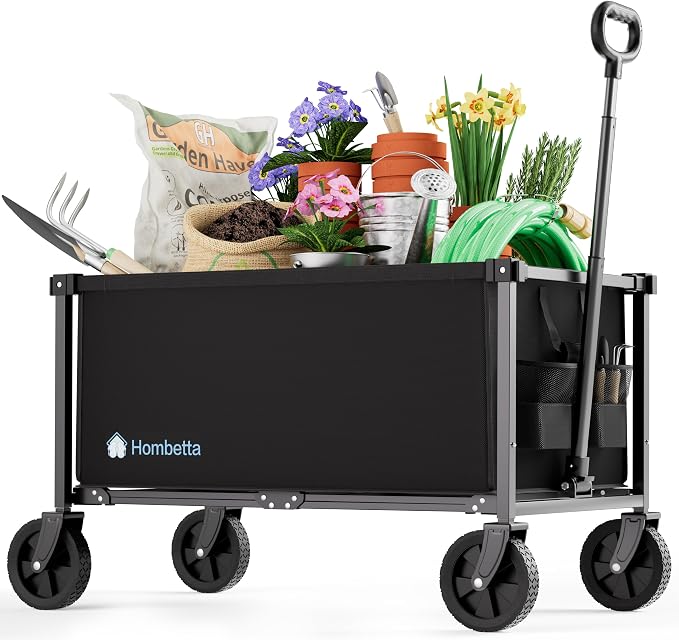 29.3" Collapsible Wagon Cart, 150L Heavy Duty Folding Utility Wagon by Hombetta