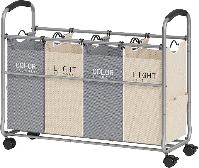 Tajsoon Laundry Sorter 4 Sections, Laundry Separator Hamper by Tajsoon