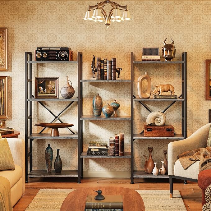 SUPERJARE Triple Bookshelf, Bookcase - Image 6