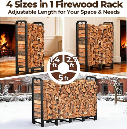 Amagabeli 5ft Firewood Log Rack Outdoor Heavy Duty Logs Holder - Image 5