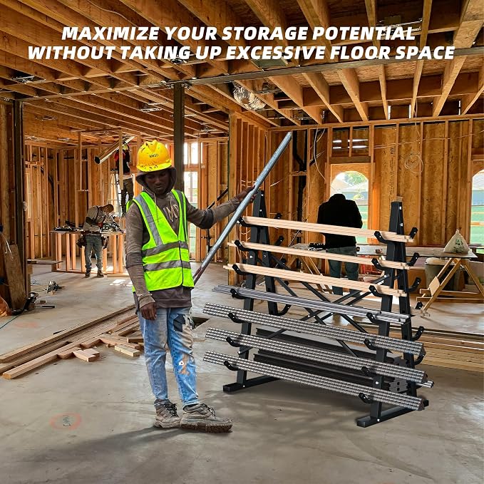 7-Tier Horizontal Storage Rack, Heavy-Duty Freestanding Steel Horizontal Bar - Image 9