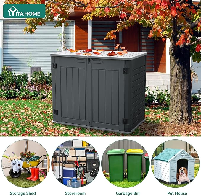 YITAHOME Outdoor Horizontal Storage Sheds w/o Shelf, Weatherproof Resin Tool - Image 5