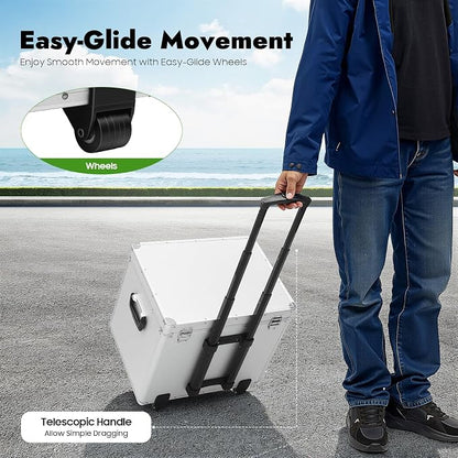 Locking Rolling File Box with Wheels, 19.2" L Portable Aluminum Alloy Storage - Image 3