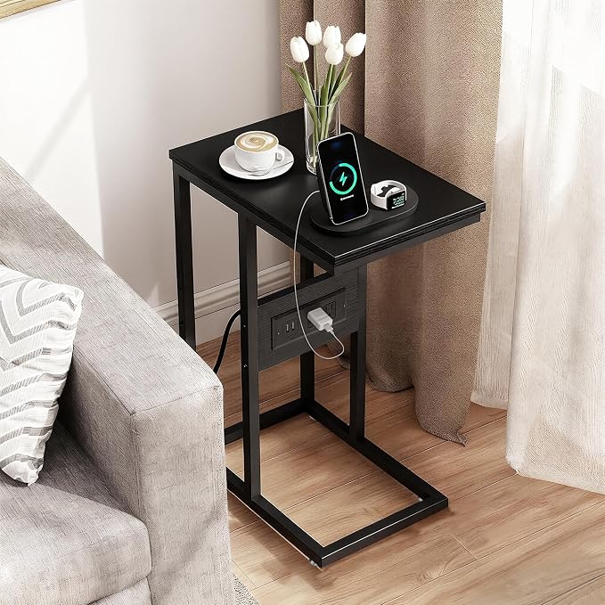 VECELO C Shaped End Side Table - Image 2