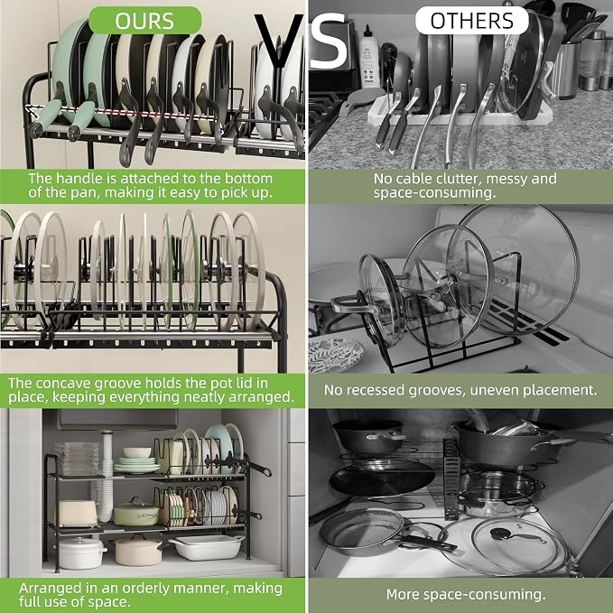 Expandable Under Sink Organizer，Pot and pan Organizer Under Cabinet | Pan Lid - Image 7