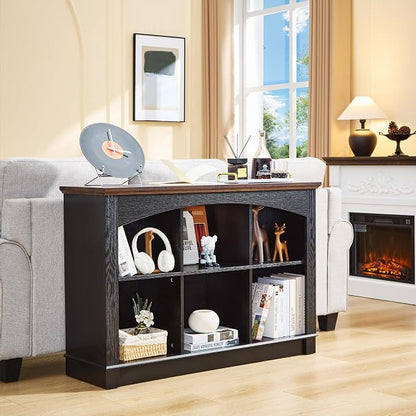 Black Bookshelf, 6-Cube Bookcase and Kids Bookshelf, Wooden Storage Cabinet - Image 5