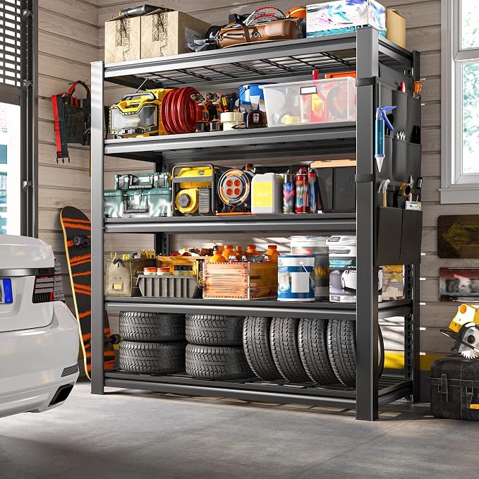 REIBII Storage Shelves, Heavy Duty Garage Shelving Load 2500LBS, 5-Tier Garage - Image 2