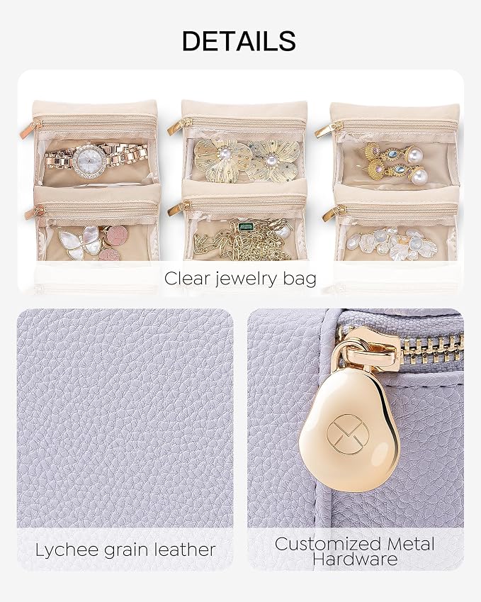 Vlando Travel Jewelry Case Organizer, Small Jewelry Box - Image 3