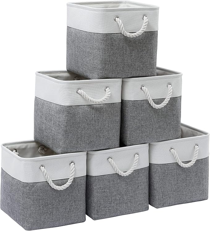MidmmVick 11 x 11 Inch Cube Storage Bins, 6 Pack Large Collapsible Fabric by Midmmvick