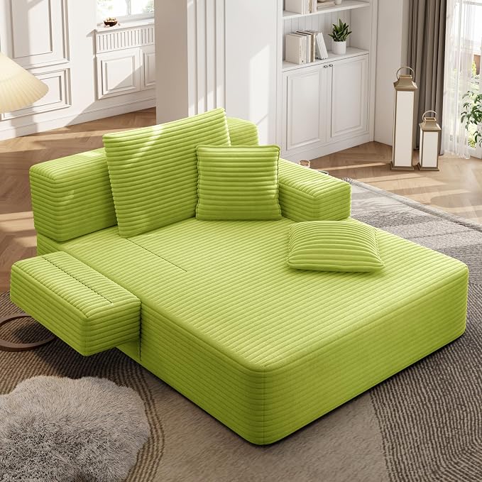 2-in-1 Convertible Chaise Lounge Indoor, 60.2" Corduroy Upholstered Chaise - Image 7