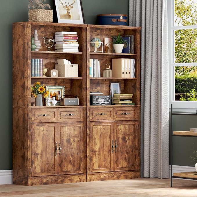 71.4" Tall Bookshelf with Drawers & Cabinet, 5-Tier Floor Standing Bookcase - Image 8