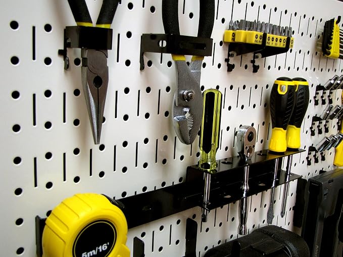 Wall Control Pegboard 16in x 32in Horizontal Beige Metal Pegboard Tool Board - Image 2
