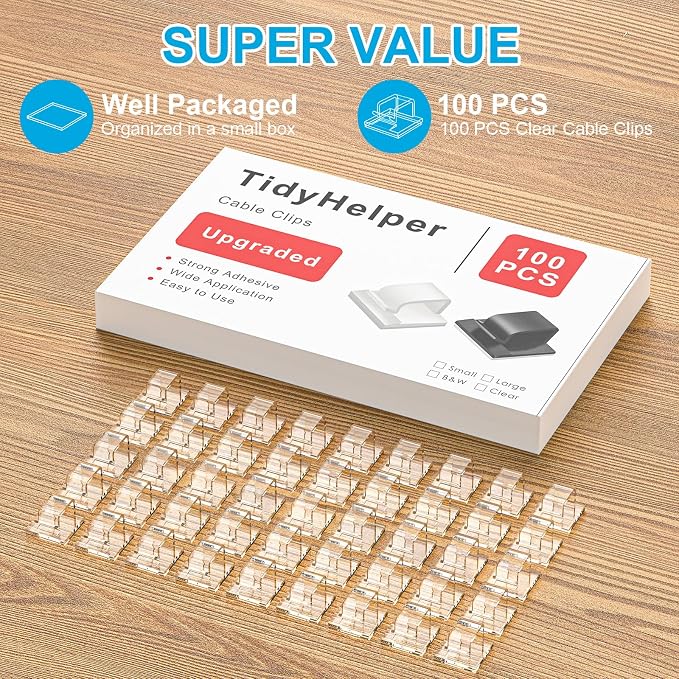 100 PCS Cable Clips, Upgraded Adhesive Cord Clips - Image 3