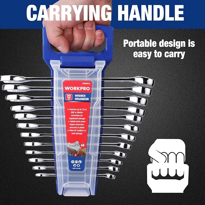 WORKPRO 2-Piece Wrench Organizer, 24-Slot Plastic Holder Set - Image 6