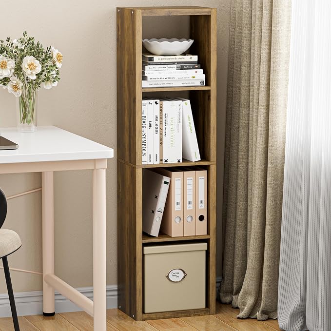 Cube Storage Organizer Bookcase, Small 4 Tier 11 inch Open Back Cubical Shelf - Image 2