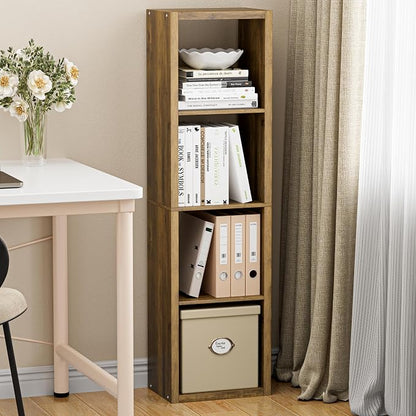 Cube Storage Organizer Bookcase, Small 4 Tier 11 inch Open Back Cubical Shelf - Image 2