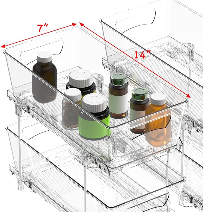 Simple Houseware 2Pcs 2-Tier Slim Drawer Cabinet Pull-Out Organizer - Image 9