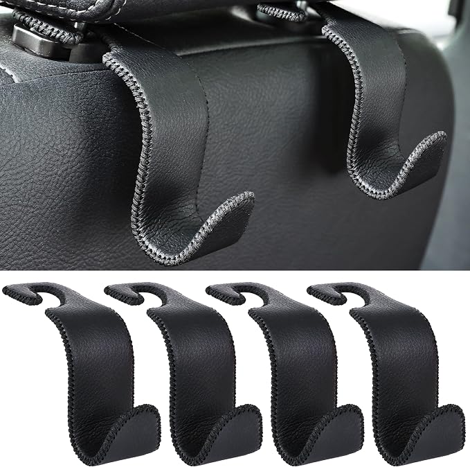 Amooca Car Seat Headrest Hook 4 Pack Metal Core Hanger Universal Car Storage by Amooca