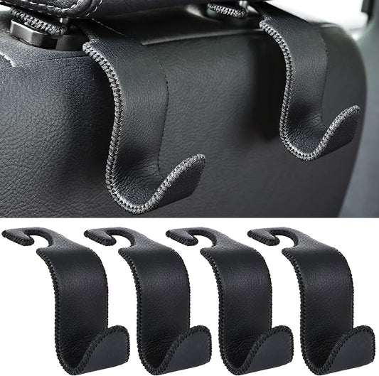 Amooca Car Seat Headrest Hook 4 Pack Metal Core Hanger Universal Car Storage by Amooca