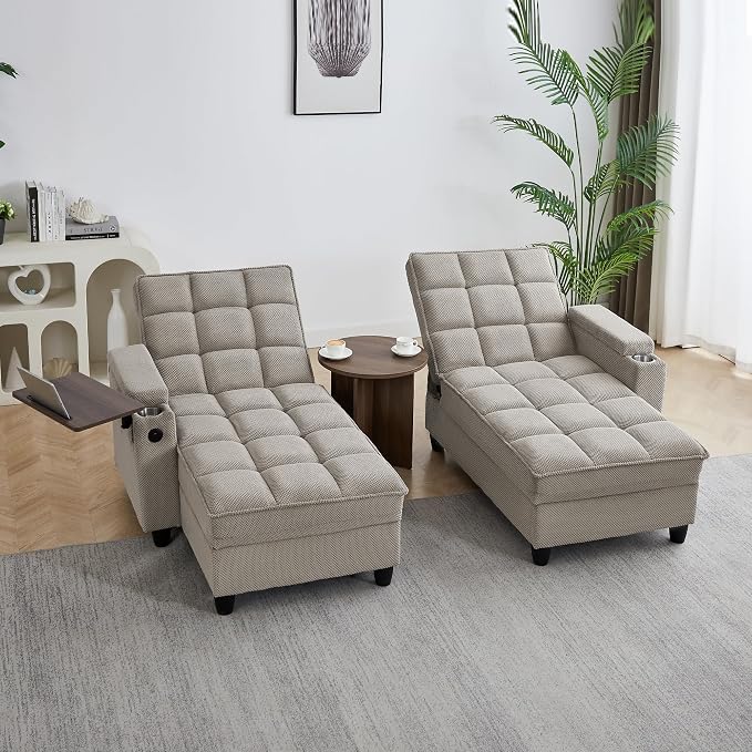 70.9" Chaise Lounge Chair Indoor, Oversized Boucle Upholstered Sofa Bed - Image 4