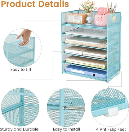 Subekyu 6-Tier Desk Paper Organizer, Desktop File Letter Tray - Image 5