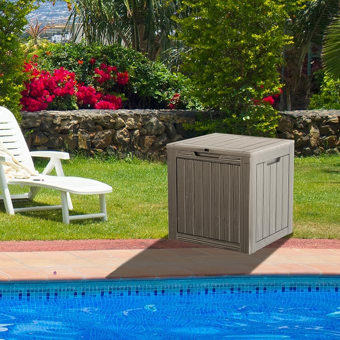 35 Gallon Resin Deck Box, Waterproof Outdoor Storage Bin - Image 8