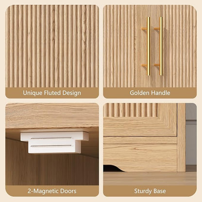 Keehusux 39.4" Fluted Shoe Storage Bench - Image 8