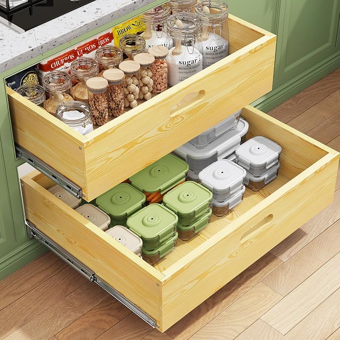 Pull Out Cabinet Organizer, Soft Close Slide Out Solid Wooden Drawers, Heavy by Kitstorack