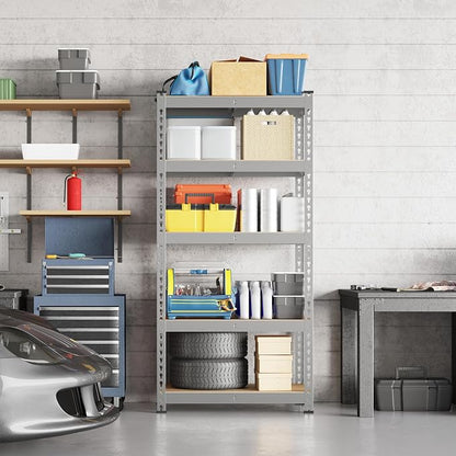 Yaheetech 5-Tier Heavy Duty Storage Shelves 28"W x 12"D x 60"H Light Gray | - Image 7