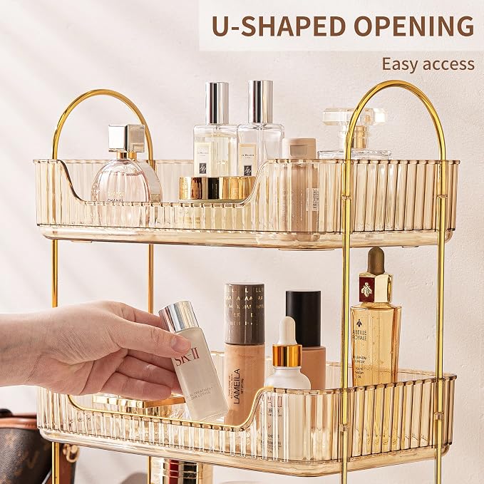 2 Tier Bathroom Organizer Countertop Makeup Perfume Tray Skincare Organizer - Image 4