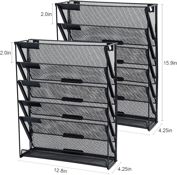 samstar 2 Pack Wall File Organizer, 6-Tier Wall Mount Paper Holder Vertical - Image 2