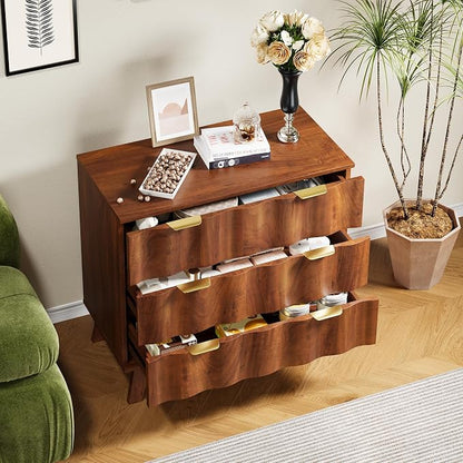 3 Drawer Dresser, Fluted Chest of Drawers - Image 5