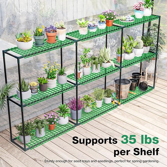 Joyside Outdoor Plant Shelves, 3 Tier 1 Pack Metal Extra-Long Stable Greenhouse - Image 5
