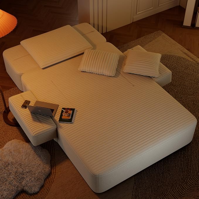 2-in-1 Convertible Chaise Lounge Indoor, 60.2" Corduroy Upholstered Chaise - Image 8