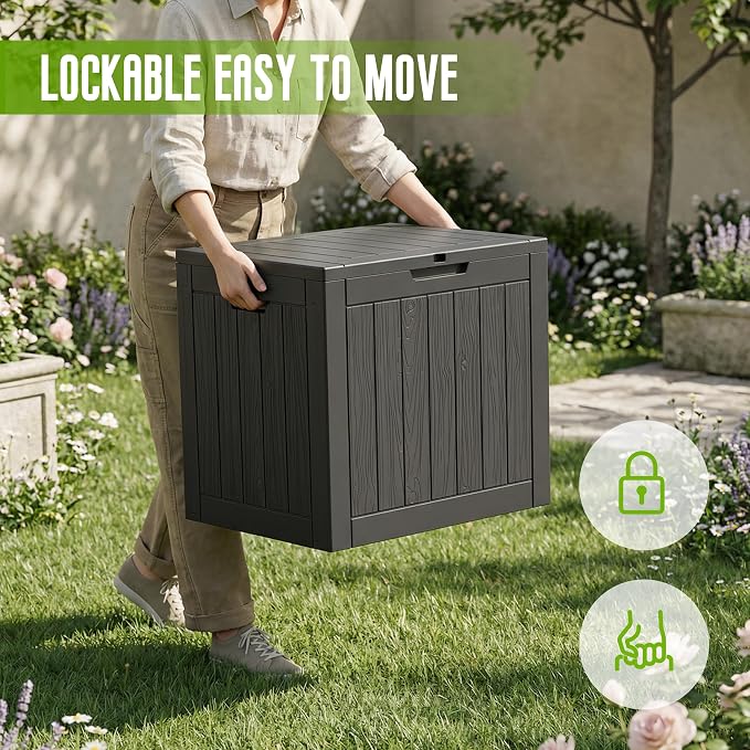 Vixzen 35 Gallon Deck Boxes Outdoor Waterproof, Lockable Resin Storage Box - Image 5