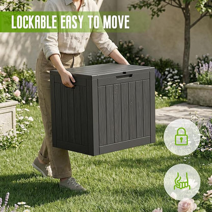 Vixzen 35 Gallon Deck Boxes Outdoor Waterproof, Lockable Resin Storage Box - Image 5
