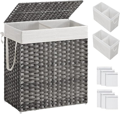 SONGMICS Laundry Hamper with Lid, 110L Clothes Hamper with 2 Removable Liner by SONGMICSbySONGMICSHOME