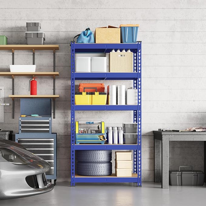 Yaheetech 5-Tier Heavy Duty Storage Shelves 28" W x 12" D x 60" H Blue | - Image 2
