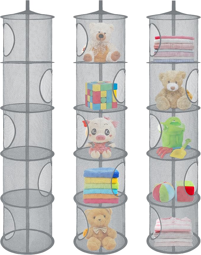 3Pcs Hanging Stuffed Animal Storage Hammock Net 5 Tiers, Holds Plushies - Image 7