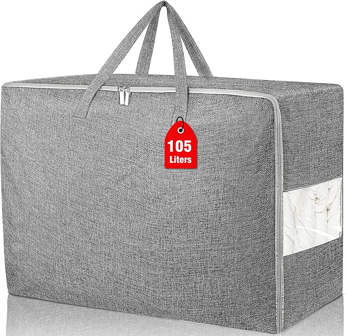 105L Extra Large Storage Bags, Folding Moving Comforter Blanket Storage Bags by Besslly