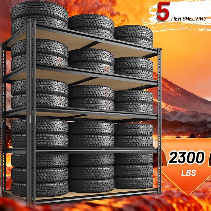 40" W Garage Shelving 2250LBS Storage Shelves Adjustable Metal Shelving 5 Tier - Image 4