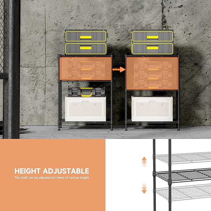 IZEUK 3 Tier Shelf, Heavy Duty Steel Wire Shelving Unit - Image 4