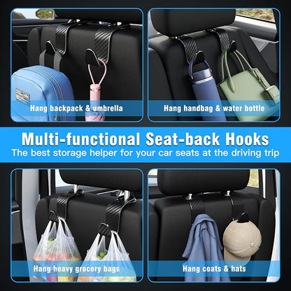 Amooca 4-Pack Car Headrest Hooks Vehicle Storage Organizer - Image 4