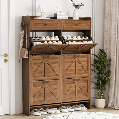 Shoe Cabinet with 6 Flip Drawers & 2 Top Drawers, Hidden Slim Shoe Rack by Xixini