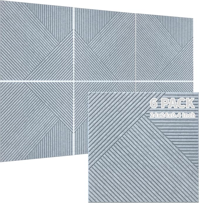 TO-TH Acoustic Wall Panels, 6 Pack Total Size 72 x 48 Inches, Self-Adhesive by Unknown