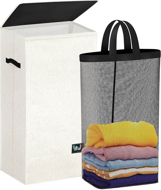 WTREE Laundry Hamper with Lid, Reinforced Sturdy Clothes Hamper with by WTREE