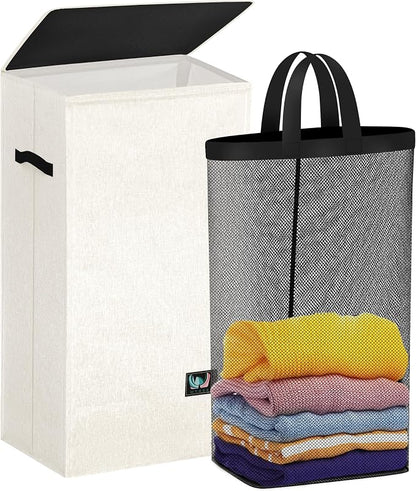 WTREE Laundry Hamper with Lid, Reinforced Sturdy Clothes Hamper with by WTREE