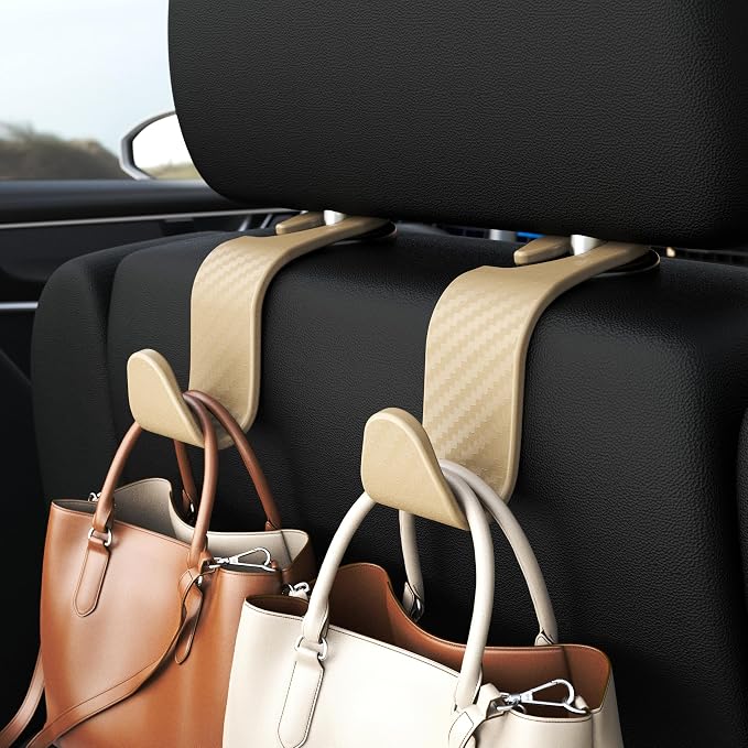 Amooca 4-Pack Car Headrest Hooks Vehicle Storage Organizer - Image 2