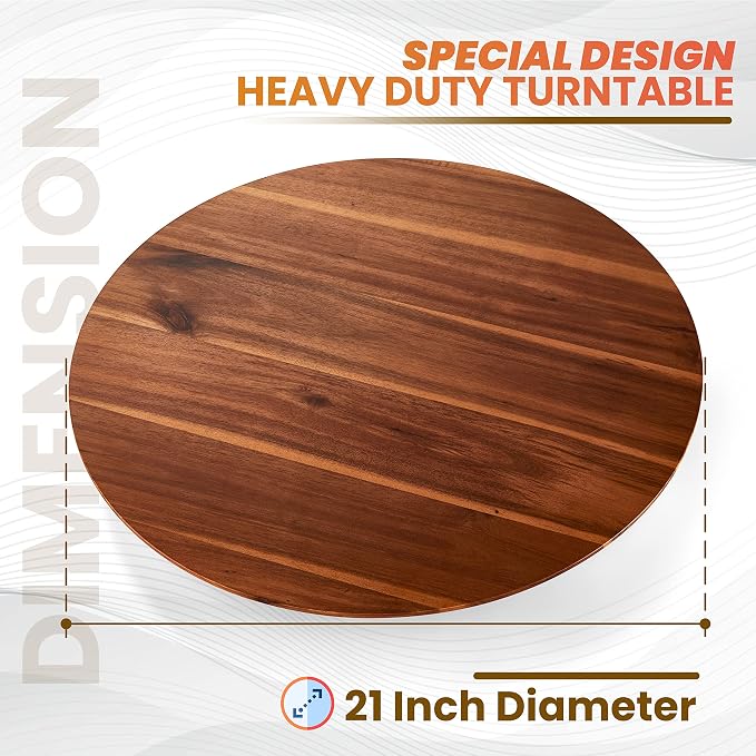 21" Acacia Wood Lazy Susan for Table Top - Image 3